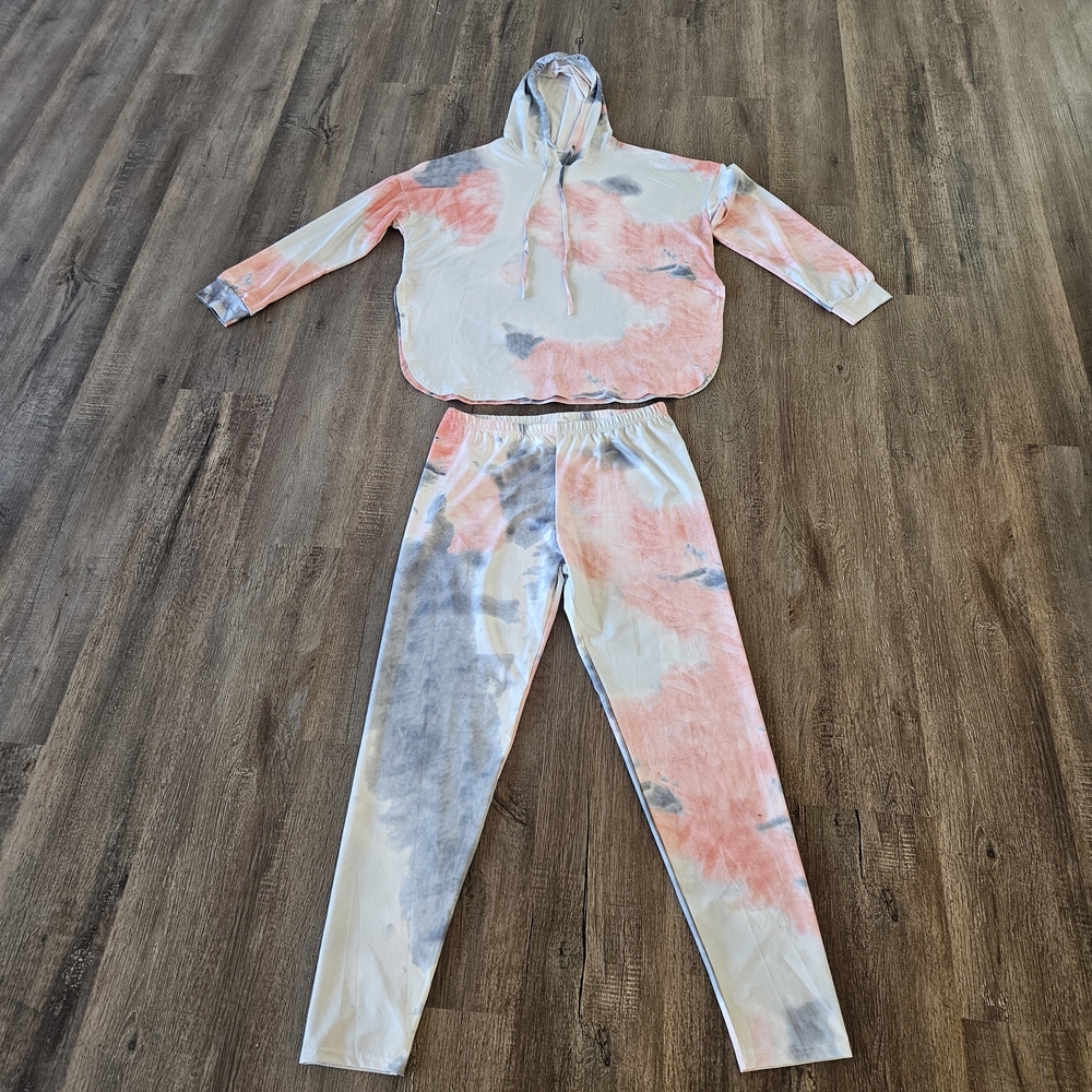 2 Piece Lounge Jogging Track Set Hoodie Jacket Women XL Tie Dye Unbranded